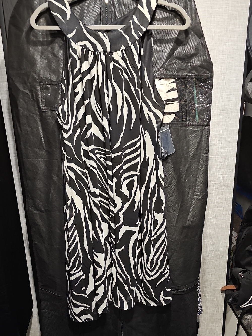 AGB Black and White Zebra-Print Dress